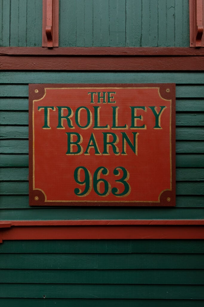 The Trolley Barn's sign in Inman Park, Atlanta.