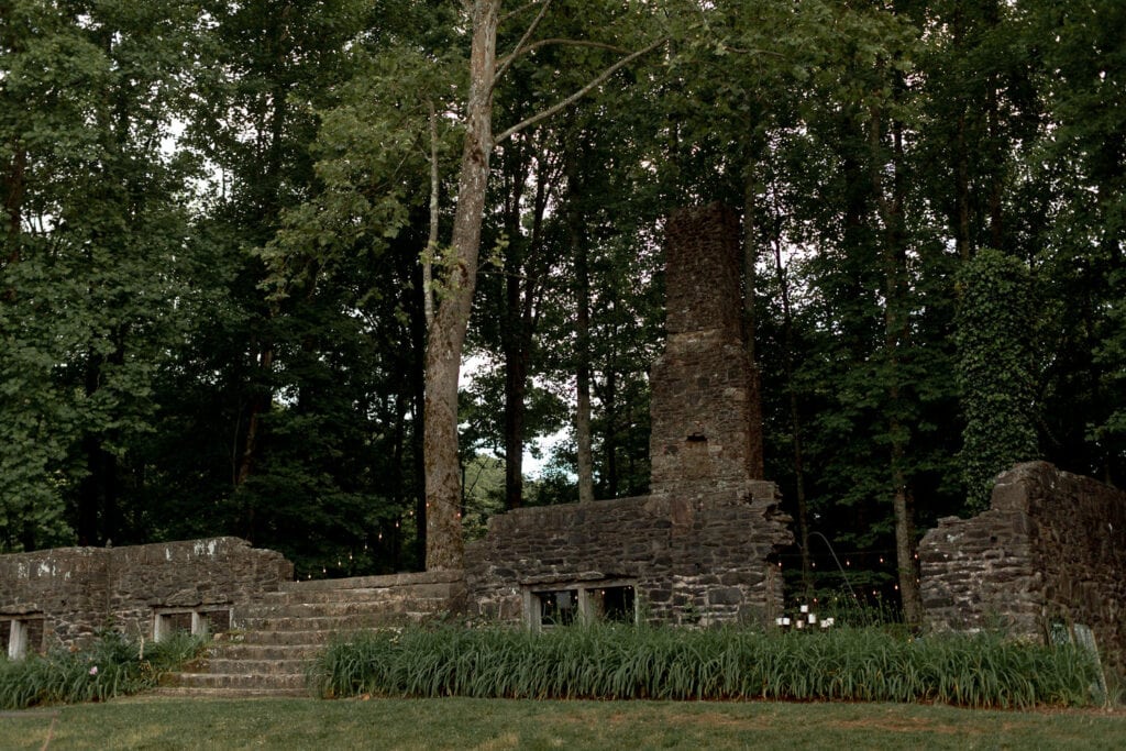 The Ruins at Kellum Valley Farm's ruins which are made out of 19th century restored stone, one of the wedding venues in north georgia